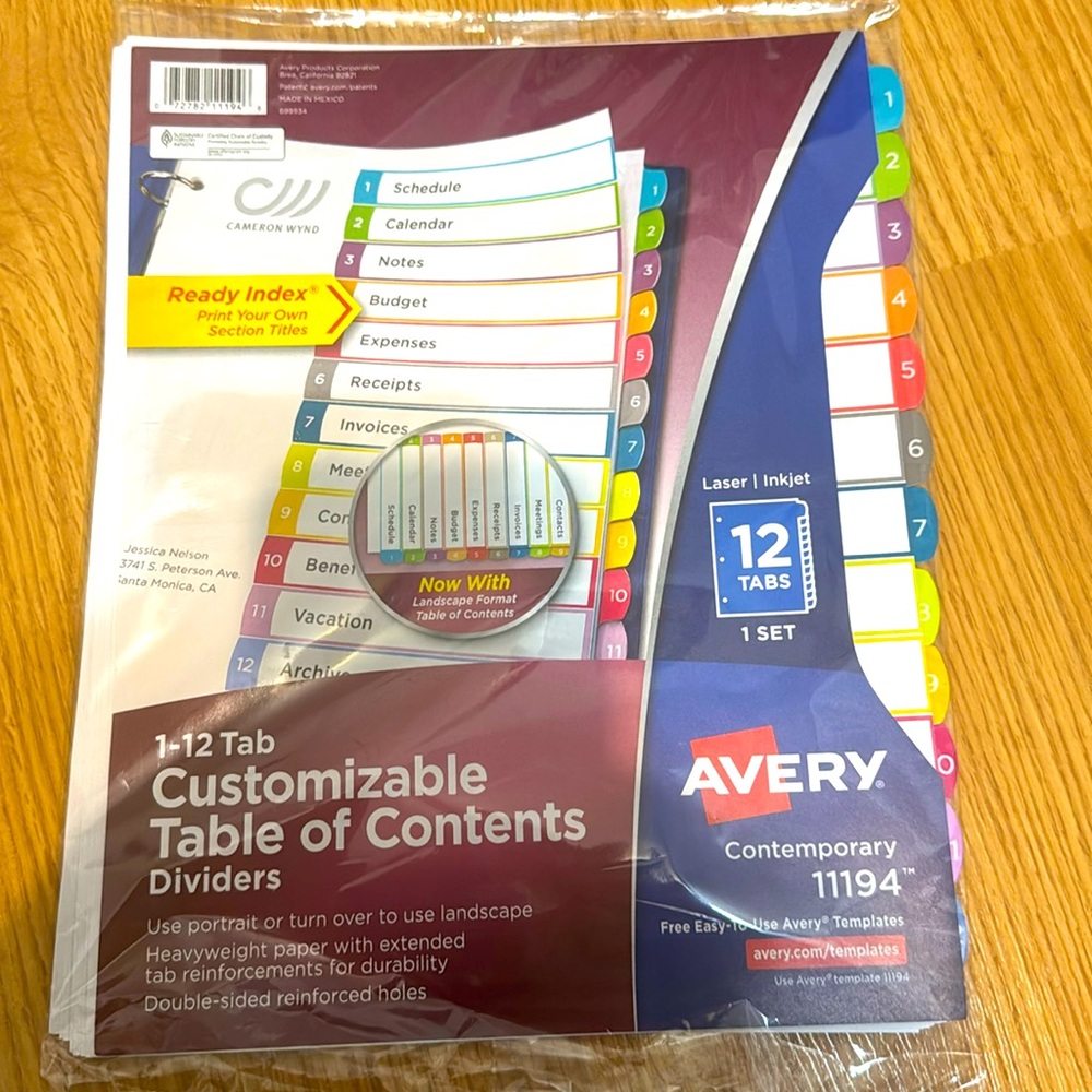Customizable Table of Contents